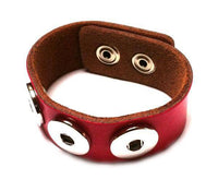 Load image into Gallery viewer, Lederarmband mit Buttons für Chunks Leder Armband Unisex Schmuck Knöpfe Armbänder rot - chic-net.de
