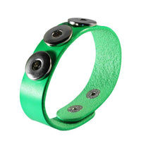 Load image into Gallery viewer, Lederarmband neon grün Buttons für Chunks Leder Schmuck Druckknöpfe Armbänder - chic-net.de
