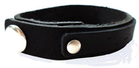 Cargar imagen en el visor de la galería, Lederarmband schwarz dünn silber Nieten Armband unisex nickelfrei Druckknopf Verschluss - chic-net.de
