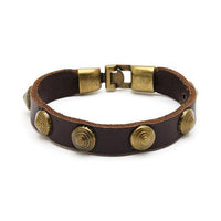 Load image into Gallery viewer, Lederarmbänder Halbkugel Nieten Brass Armband breit Leder Haken Verschluss unisex nickelfrei - chic-net.de
