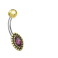 Cargar imagen en el visor de la galería, Bauchnabelpiercing Messing Edelstahl gold Kristall Auge - chic-net.de
