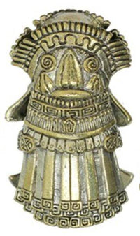 Load image into Gallery viewer, Lobe Ohr Piercing Ohrgewicht gold antik 18mm Maya Häuptling oxidiert Messing 47,6g - chic-net.de
