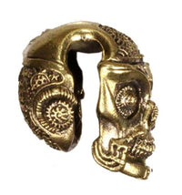 Load image into Gallery viewer, Lobe Piercing Messing antik gold Steam Punk Skull 12mm Plug Ohr Mayan Hook 4mm - chic-net.de
