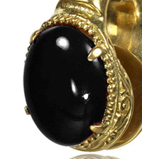 Load image into Gallery viewer, Lobe Piercing Ohrgewicht Brass gold Onyx Bogen 26g - chic-net.de
