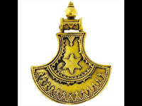 Cargar imagen en el visor de la galería, Messing Anhänger Axt Kopf 51 mm Zacken Stern antik golden Kette Tribal nickelfrei Brass Schmuck - chic-net.de
