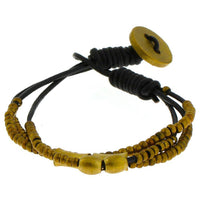 Load image into Gallery viewer, Messing Armband golden dreilagig Leder nickelfrei Knopf Perlen antik Tribal Brass Freundschaftsband - chic-net.de
