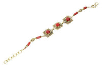 Load image into Gallery viewer, Messing Armband golden eckig rund Spiralen Punkte Jaspis 17-20 cm oval Zylinder - chic-net.de
