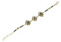 Load image into Gallery viewer, Messing Armband golden oval Raute Herzen Bögen Granat rund 18-20,5 cm Perlen - chic-net.de
