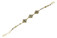 Cargar imagen en el visor de la galería, Messing Armband golden oval Raute Herzen Punkte Labradorit rund 17,5-20 cm Perlen - chic-net.de
