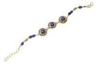 Cargar imagen en el visor de la galería, Messing Armband golden rund Dreiecke Blatt Lapis 17,5-21 cm Perlen - chic-net.de
