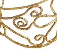 Cargar imagen en el visor de la galería, Messing Armreif antik golden filigran gehämmert Herz Blume groß 50mm breit - chic-net.de
