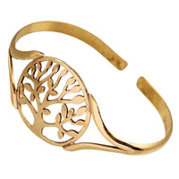 Load image into Gallery viewer, Messing Armreif antik golden oval Baum des Lebens rund verstellbarTribal Schmuck - chic-net.de
