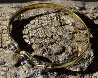 Cargar imagen en el visor de la galería, Messing Armreif gold Amethyst Tropfen verstellbar verziert - chic-net.de
