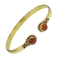 Load image into Gallery viewer, Messing Armreif golden Karneol rund acht Zopfrand nickelfrei verstellbar antik Tribal Schmuck - chic-net.de
