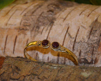 Load image into Gallery viewer, Messing Armreif golden Karneol rund Blume Zopfrand nickelfrei verstellbar antik Tribal Schmuck - chic-net.de
