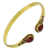 Cargar imagen en el visor de la galería, Messing Armreif golden Karneol Spirale Tropfen Flechtrand nickelfrei verstellbar antik Tribal - chic-net.de
