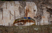 Cargar imagen en el visor de la galería, Messing Armreif golden Lapis blau Spirale Tropfen Flechtrand nickelfrei verstellbar antik Tribal - chic-net.de
