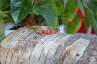 Load image into Gallery viewer, Messing Armreif golden rot Jaspis rund acht Zopfrand nickelfrei verstellbar antik Tribal Schmuck - chic-net.de
