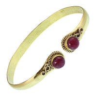 Load image into Gallery viewer, Messing Armreif golden rot Rubin rund acht Zopfrand nickelfrei verstellbar antik Tribal Schmuck - chic-net.de
