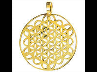 Cargar imagen en el visor de la galería, Messing Brass Anhänger Blume des Lebens antik gold silber Kette flower of life - chic-net.de

