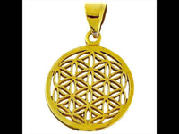 Cargar imagen en el visor de la galería, Messing Brass Anhänger Blume des Lebens antik gold silber Kette flower of life - chic-net.de
