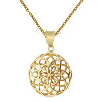 Cargar imagen en el visor de la galería, Messing Brass Anhänger Blume des Lebens antik gold silber Kette flower of life - chic-net.de
