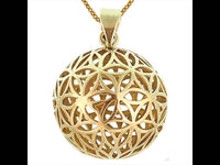 Cargar imagen en el visor de la galería, Messing Brass Anhänger Blume des Lebens antik gold silber Kette flower of life - chic-net.de
