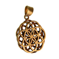Cargar imagen en el visor de la galería, Messing Brass Anhänger Blume des Lebens antik gold silber Kette flower of life - chic-net.de
