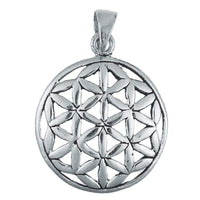 Cargar imagen en el visor de la galería, Messing Brass Anhänger Blume des Lebens Silber versilbert flower of life rund - chic-net.de
