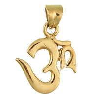 Cargar imagen en el visor de la galería, Messing Brass Anhänger Om glänzend antik golden Kette Tribal nickelfrei 24 mm Bronze - chic-net.de
