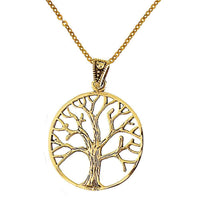 Load image into Gallery viewer, Messing Brass Anhänger schraffiert Baum des Lebens golden Kette nickelfrei Tribal antik Schmuck - chic-net.de

