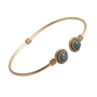 Load image into Gallery viewer, Messing Brass Armreif golden oval Seilmuster Labradorit nickelfrei verstellbar antik Tribal - chic-net.de
