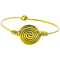 Load image into Gallery viewer, Messing Brass Armreif golden Spirale gewunden dünn Haken nickelfrei antik Tribal Schmuck - chic-net.de
