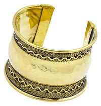 Cargar imagen en el visor de la galería, Messing Brass Armreif Wellen Wölbung oxidiert gold nickelfrei antik Seile Tribal Schmuck - chic-net.de
