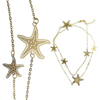 Load image into Gallery viewer, Messing Kette golden fein eingearbeitete Seesterne dünn filigran 93 - 98 cm - chic-net.de
