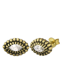 Load image into Gallery viewer, Messing Kristall Glitzer Ohrstecker gold Auge 12mm - chic-net.de
