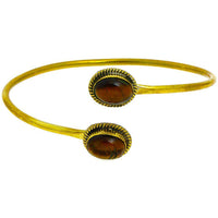 Load image into Gallery viewer, Messing Oberarmreif Armreif golden Tigerauge oval Seil nickelfrei verstellbar antik Tribal Oberarm - chic-net.de
