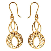 Load image into Gallery viewer, Messing Ohrringe Achter-Form oval verschnörkelt Linien antik golden Tribal Ohrhänger - chic-net.de
