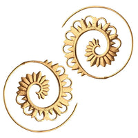 Load image into Gallery viewer, Messing Ohrringe fein golden Spiralen Zacken Bögen Muster antik rund - chic-net.de
