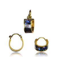 Load image into Gallery viewer, Messing Ohrringe gold Abalone Muschel Imitat Creolen - chic-net.de
