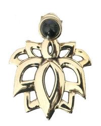 Load image into Gallery viewer, Messing Ohrstecker antik gold Ear Jacket Lotus Türkis Onyx rund Doppelohrstecker - chic-net.de
