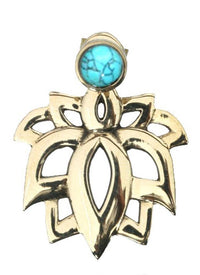 Load image into Gallery viewer, Messing Ohrstecker antik gold Ear Jacket Lotus Türkis Onyx rund Doppelohrstecker - chic-net.de
