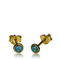 Load image into Gallery viewer, Messing Ohrstecker antik gold Lotus Zahnrad Khamsa Blume Türkis - chic-net.de
