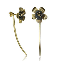 Load image into Gallery viewer, Messing Ohrstecker antik golden Ear Jacket gebogene lange Spitze Blume Spirale - chic-net.de
