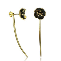 Load image into Gallery viewer, Messing Ohrstecker antik golden Ear Jacket gebogene lange Spitze Blume Spirale - chic-net.de
