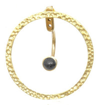 Load image into Gallery viewer, Messing Ohrstecker gold Ear Jacket Kreis gehämmert Türkis Onyx Doppelohrstecker - chic-net.de

