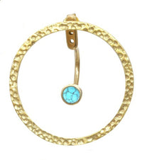 Load image into Gallery viewer, Messing Ohrstecker gold Ear Jacket Kreis gehämmert Türkis Onyx Doppelohrstecker - chic-net.de
