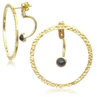 Load image into Gallery viewer, Messing Ohrstecker gold Ear Jacket Kreis gehämmert Türkis Onyx Doppelohrstecker - chic-net.de
