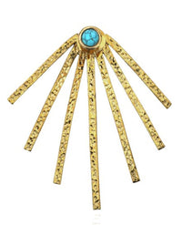 Load image into Gallery viewer, Messing Ohrstecker golden Ear Jacket Strahlen Türkis Onyx rund Doppelohrstecker - chic-net.de
