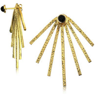 Load image into Gallery viewer, Messing Ohrstecker golden Ear Jacket Strahlen Türkis Onyx rund Doppelohrstecker - chic-net.de
